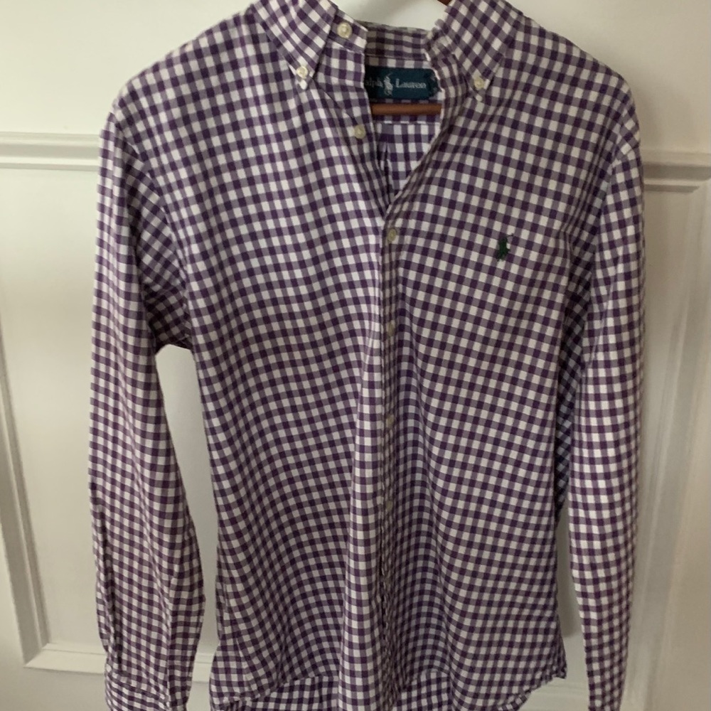 RALPH LAUREN PURPLE Checkered Dress Shirt SIZE M